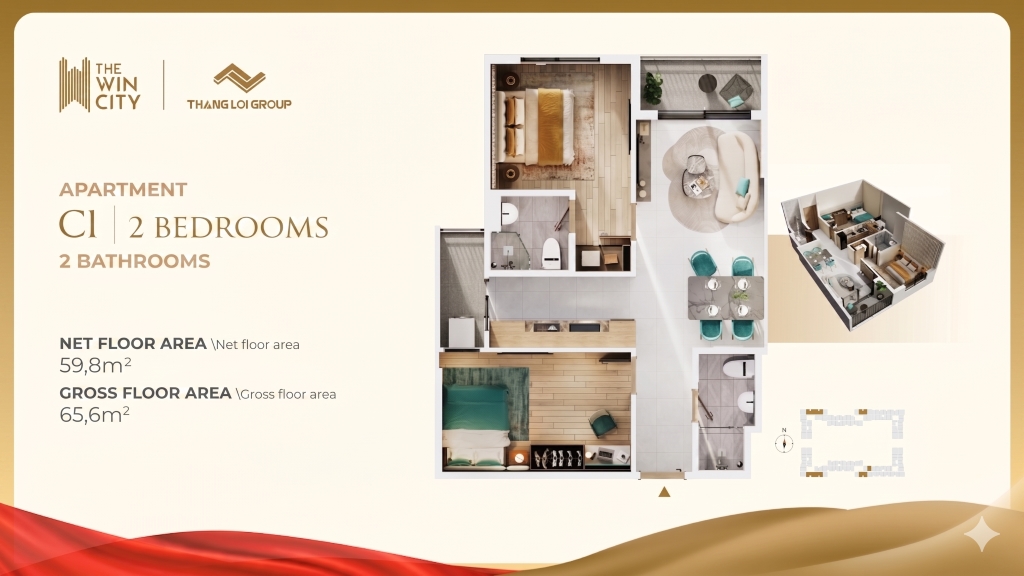 The Win City 2BR Layout