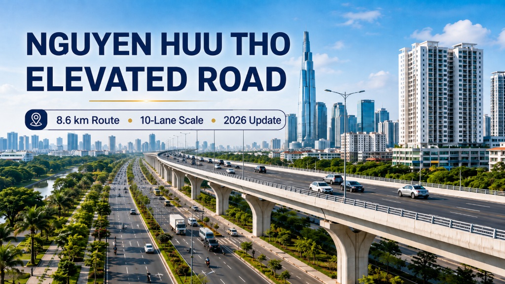 Rendering of the Nguyen Huu Tho elevated road project in Ho Chi Minh City